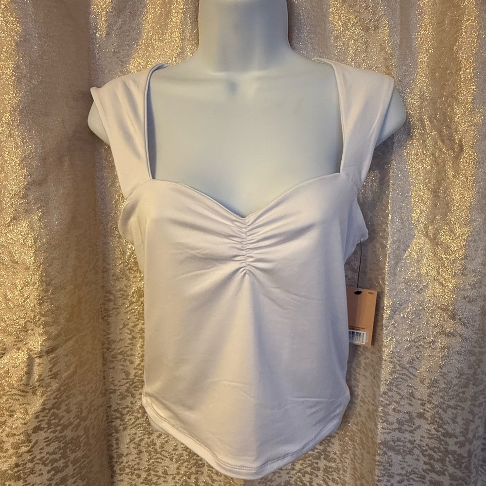 Chic White Ruched Tank Top